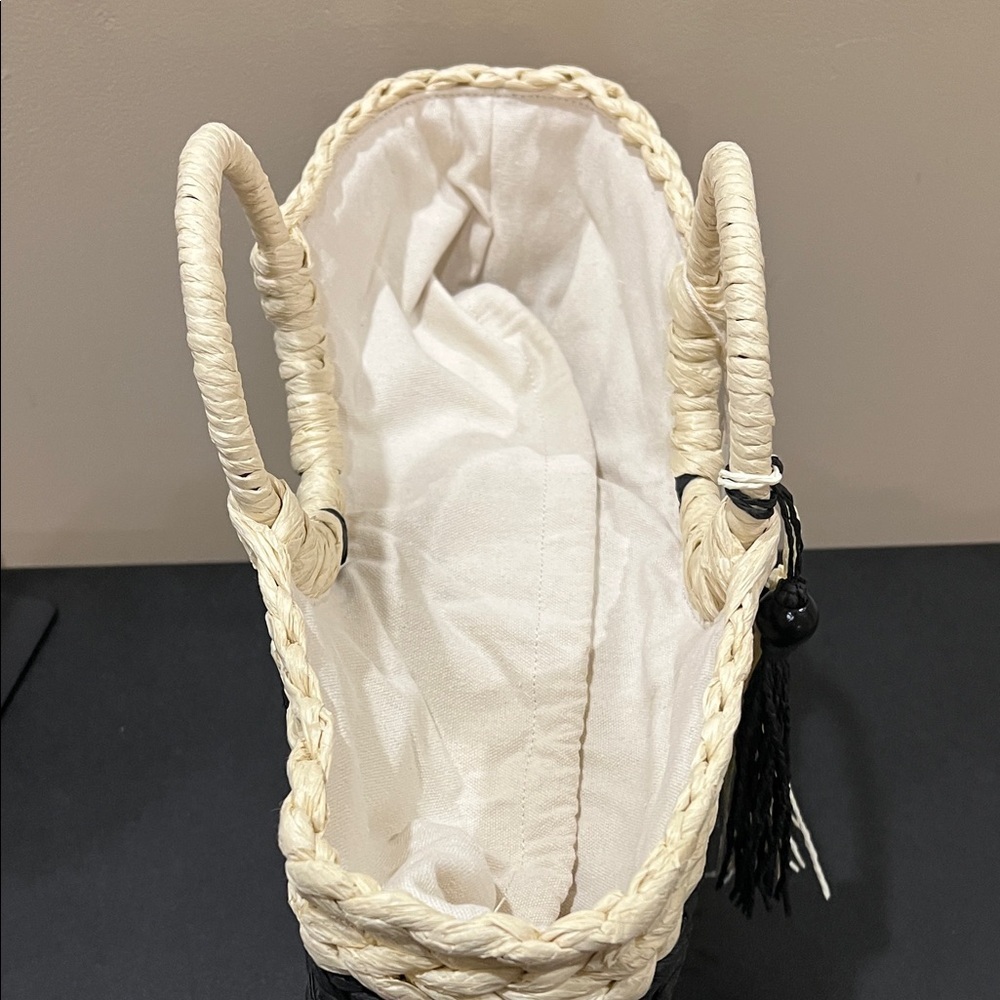 Dolce Vita | Black Raffia Shopper “EstelleB” Tote ~ Canvas Inside - Picture 12 of 16